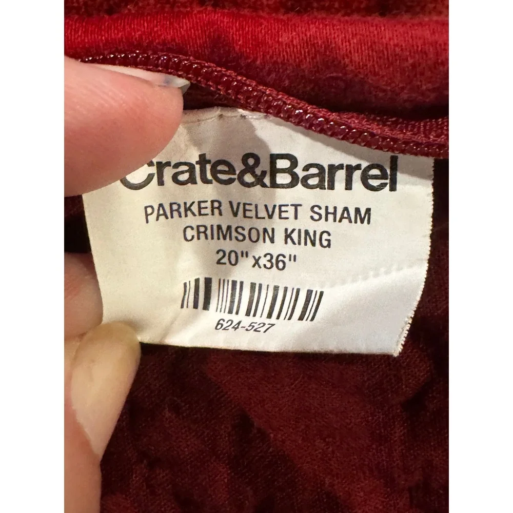 Crate & Barrel Parker Velvet Quilt Set King Crimson Red Pick-Stitch Excellent